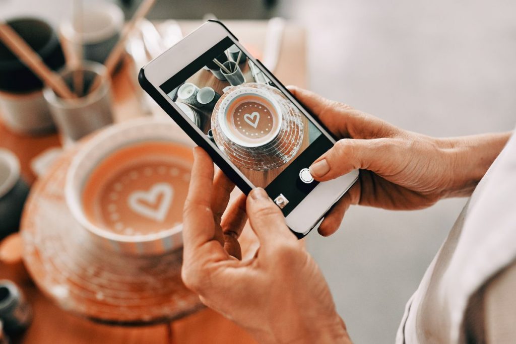 Social media content planning tools on desk – visual strategy concept for small businesses